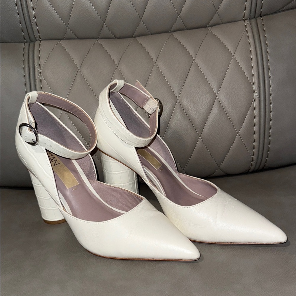 Chic White Ankle Strap Heels